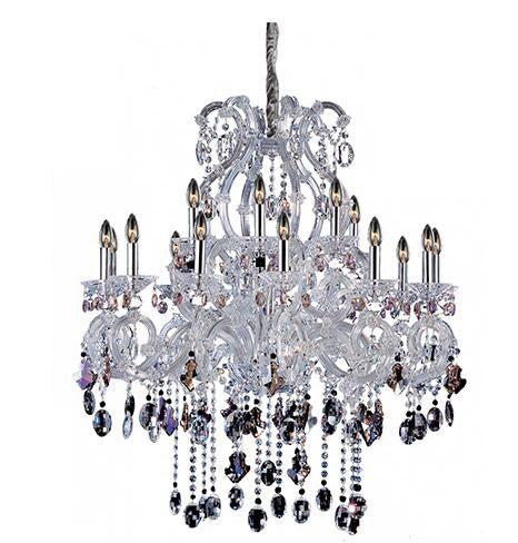 Chrome 18-Light 37.5-Inch Wide Chandelier with Firenze Mixed Crystal