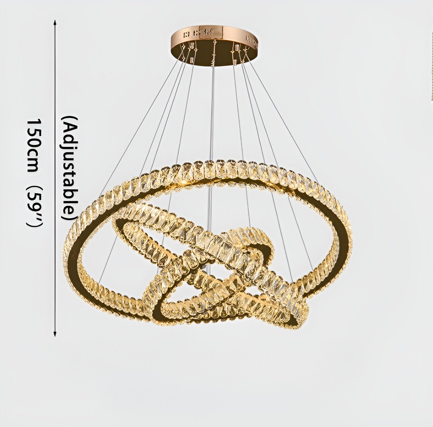 Hinwil | Ring Design Gold/Chrome Crystal Chandelier for Living Room, 39.4*31.5*23.6*15.8"By Miron Demid LLC