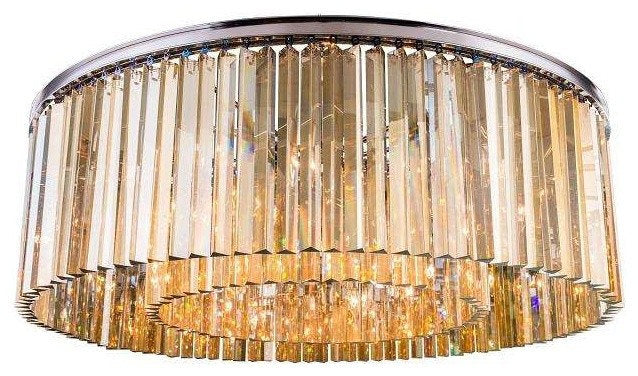 Elegant 1208F43PN-GT/RC Sydney 10 Light Polished Nickel Flush Mount Golden TeakBy Elegant Furniture & Lighting