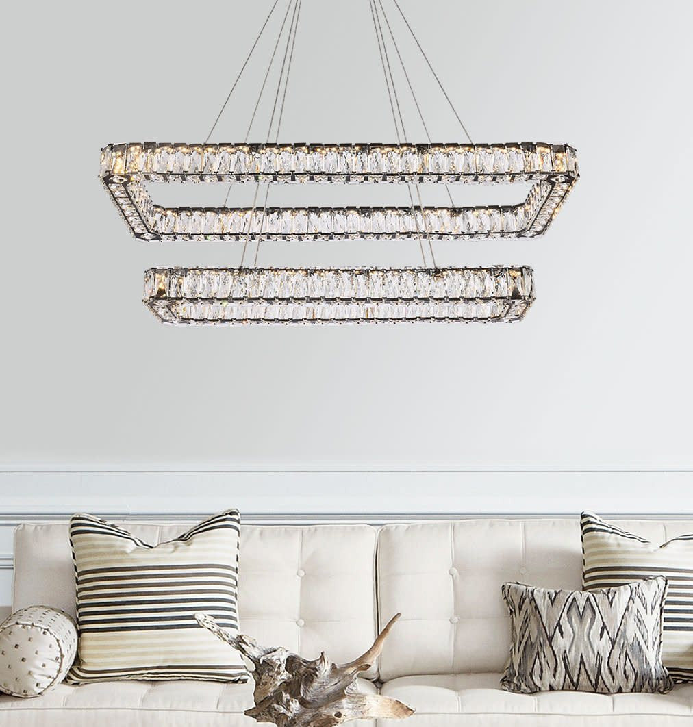 Elegant Lighting 3504G42L2 Monroe 42"W LED Crystal Linear - GoldBy Elegant Furniture & Lighting