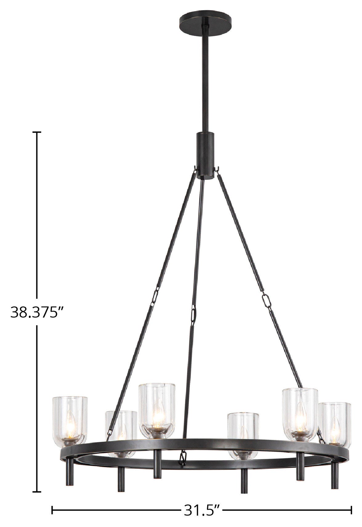 Lucian 32" Chandelier, 6 x 60W, E12, Urban Bronze/Clear CrystalBy Kuzco Lighting LLC