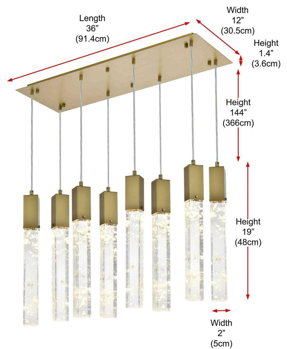Aurora 8 Light Pendant, Satin GoldBy Elegant Furniture & Lighting