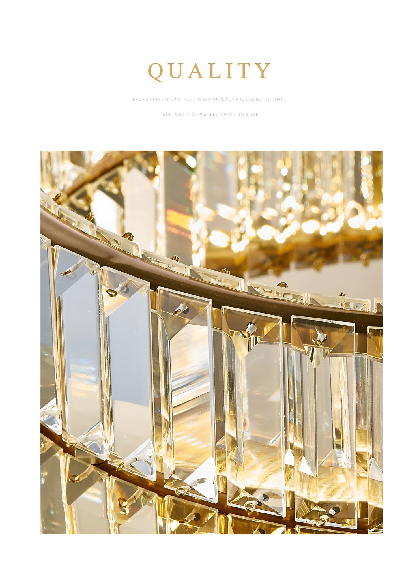 Adrara | Stunning Gold Led Crystal Ceiling Chandelier, 31.5''By Miron Demid LLC