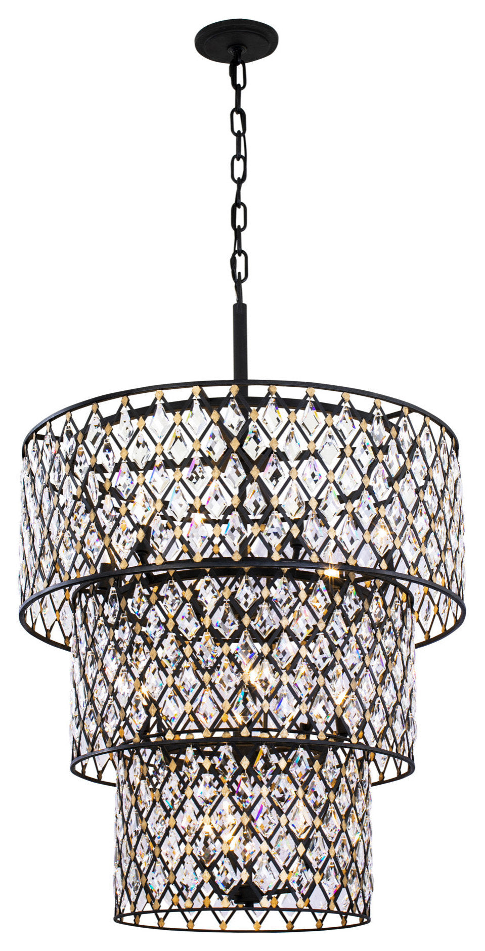 Varaluz 345C13 Windsor 13 Light 32"W Crystal Waterfall Chandelier - Carbon /By Varaluz