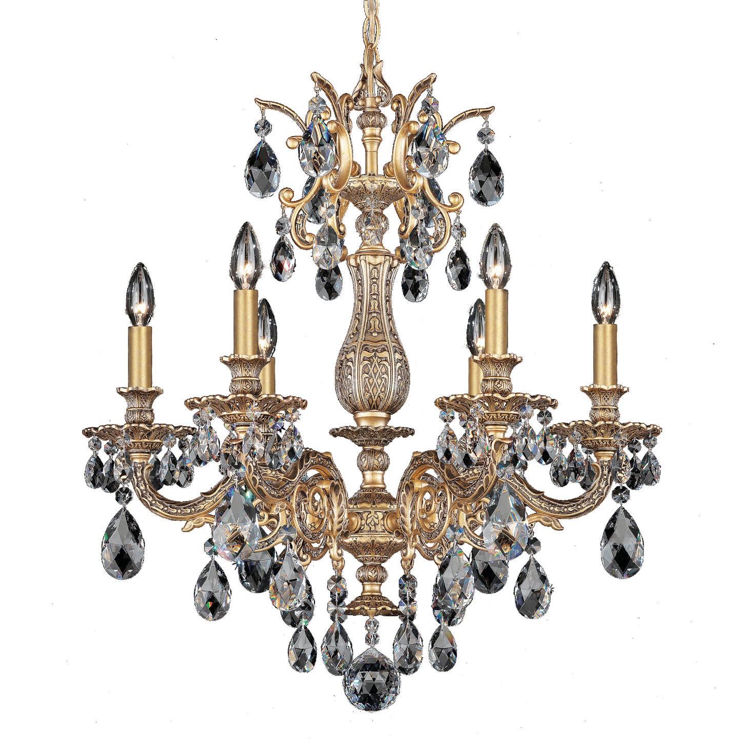 Milano 6 Light Chandelier Florente Bronze Clear Crystals SwarovskiBy Schonbek