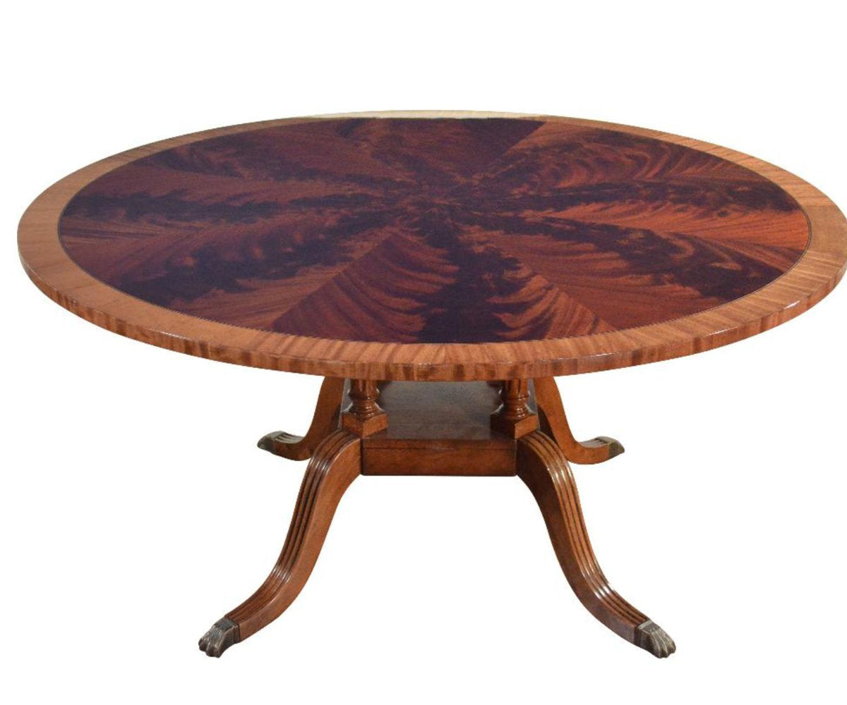 60" Round Mahogany Banded Dining Table