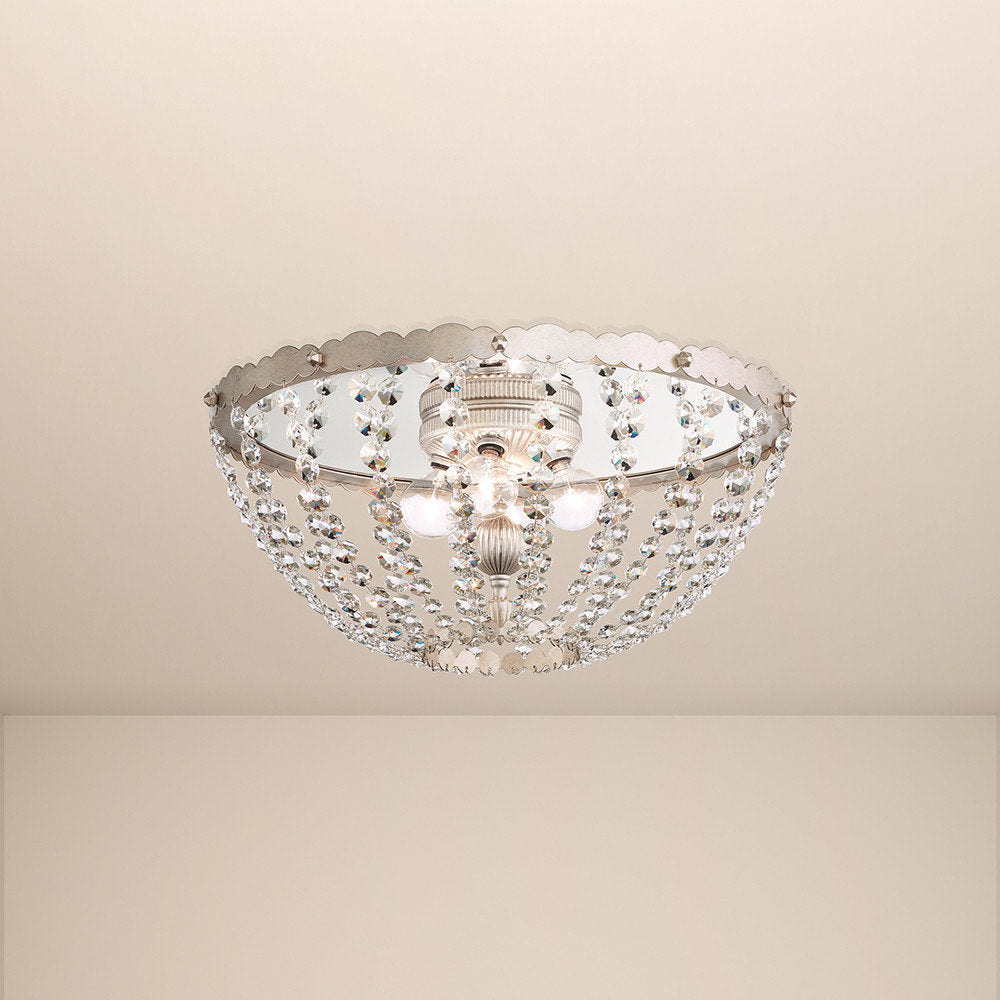 Schonbek Er1211N-48S 4 Light Crystal Flush, Antique SilverBy Schonbek