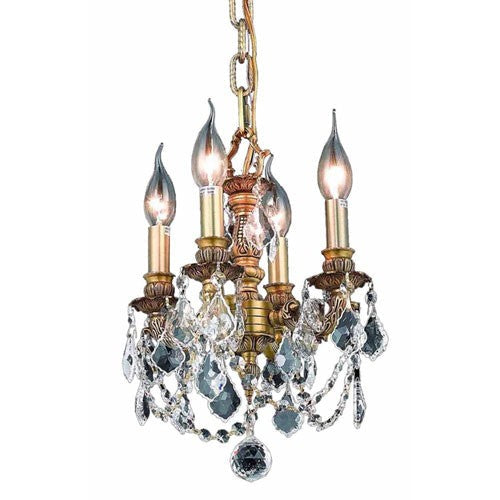 Gold Four-Light Chandelier with Golden Shadow Royal Cut Crystal