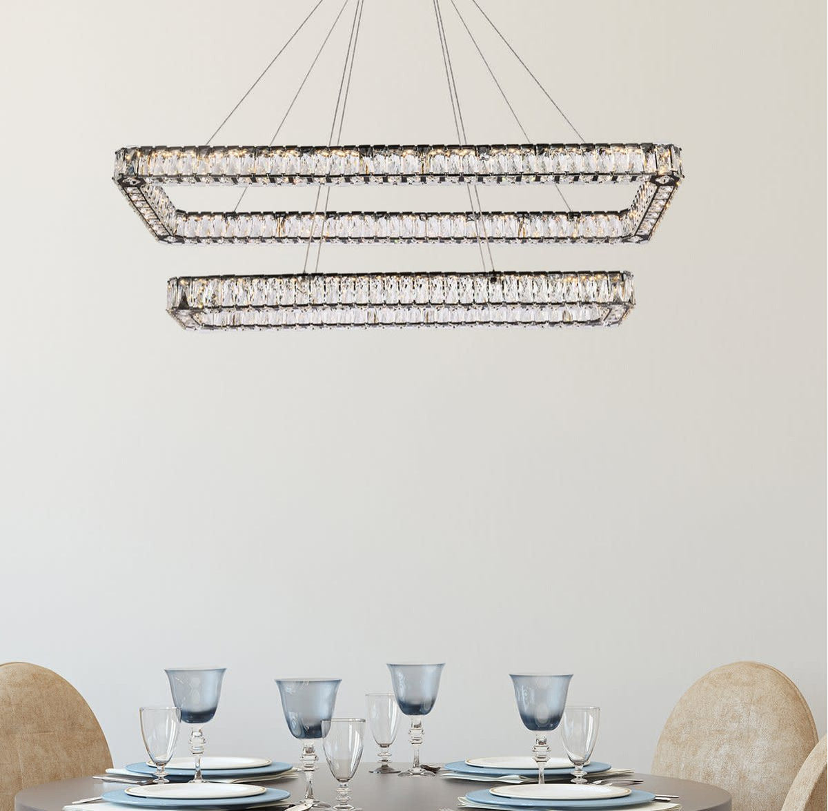 Elegant Lighting 3504G50L2 Monroe 50"W LED Crystal Linear - GoldBy Elegant Furniture & Lighting
