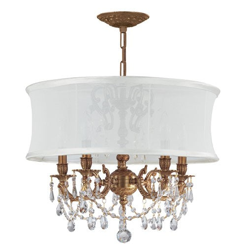 Five-Light Chandelier with Hand Polished Crystal and Smooth Antique White Shade<br ><br >Bellacor Number: 581451