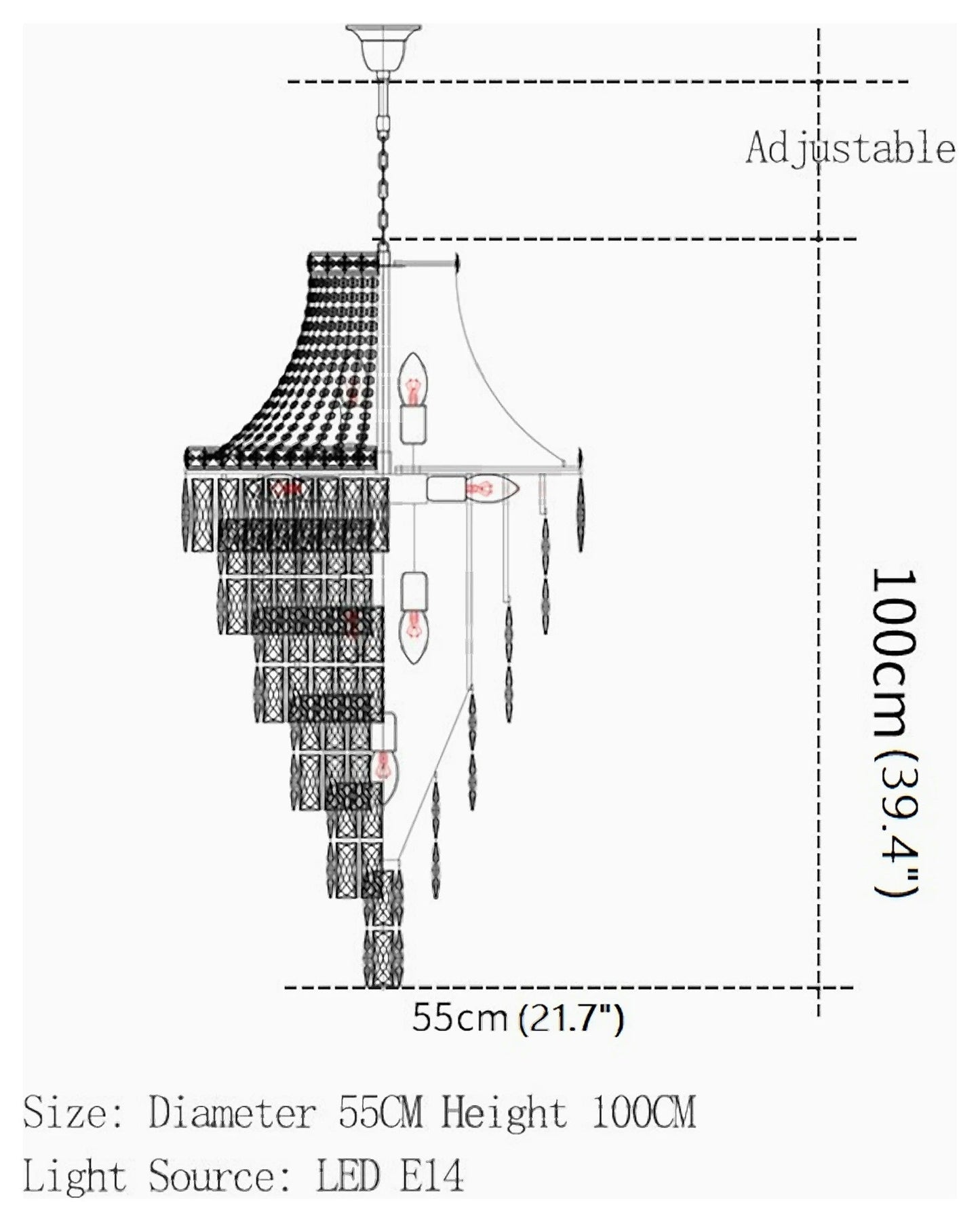 La Croix-sur-Roudoule | Duplex Spiral Crystal Stairway Chandelier, Dia21.7"By Miron Demid LLC