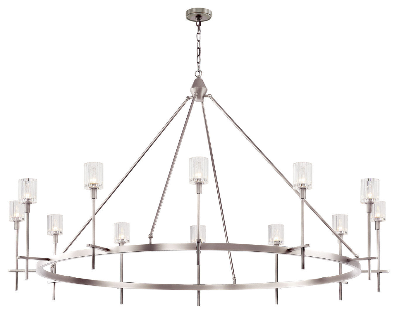 Salita Chandelier, Polished Nickel/Ribbed Crystal, 70.25"Dx42.75"HBy Kuzco Lighting LLC
