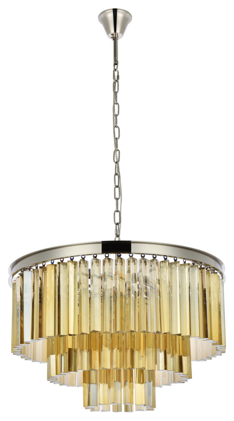 Elegant Lighting 1201D26-GT/RC Sydney 9 Light 26"W Crystal - Polished NickelBy Elegant Furniture & Lighting