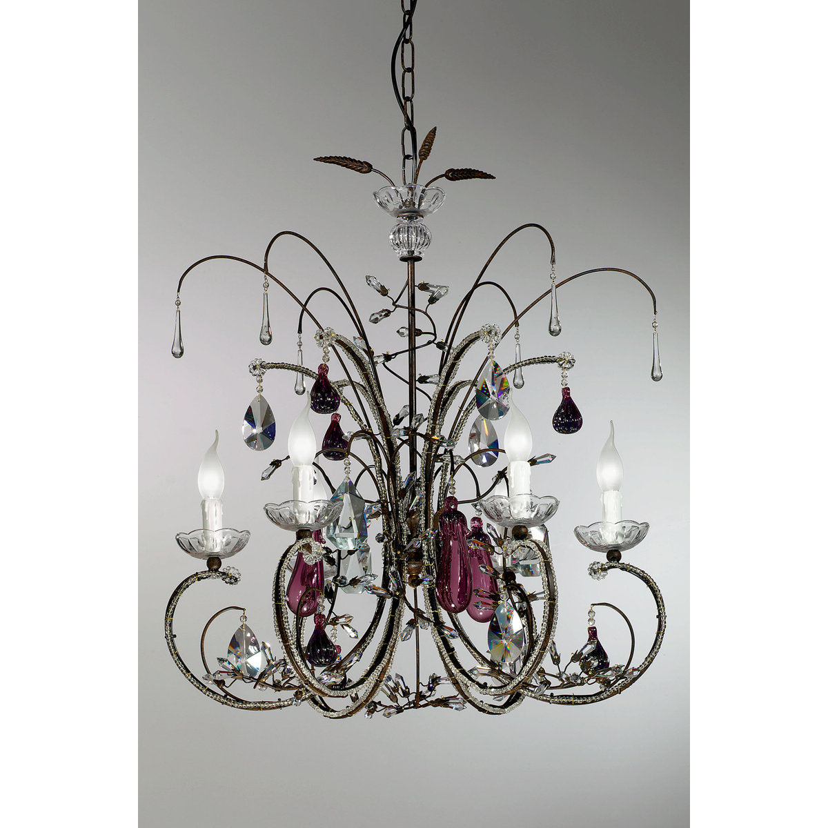 6 - Light Candle Style Classic / Traditional Chandelier with Wrought Iron