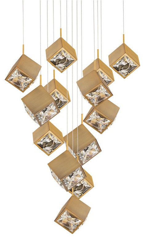 dweLED Ice Cube 41-Light Square Multi LED Pendant 27-30-35-40K, BrassBy WAC Lighting