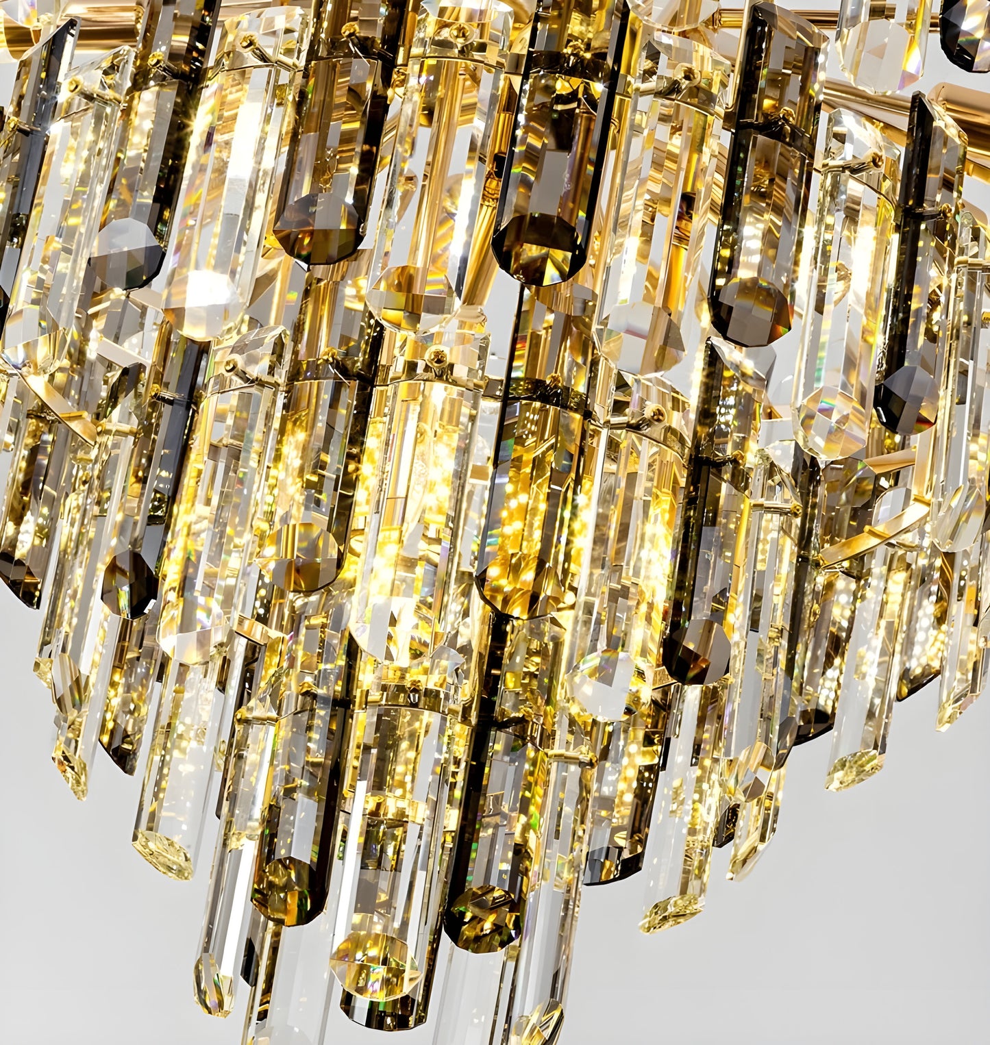 Amriswil | Contemporary Smoky Gray Chandelier for Living Room, Clear Crystal, 31.5''By Miron Demid LLC