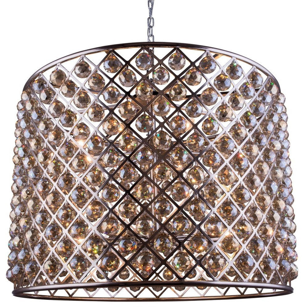 Elegant Madison 12-Light Polished Nickel Chandelier Golden TeakBy Elegant Furniture & Lighting