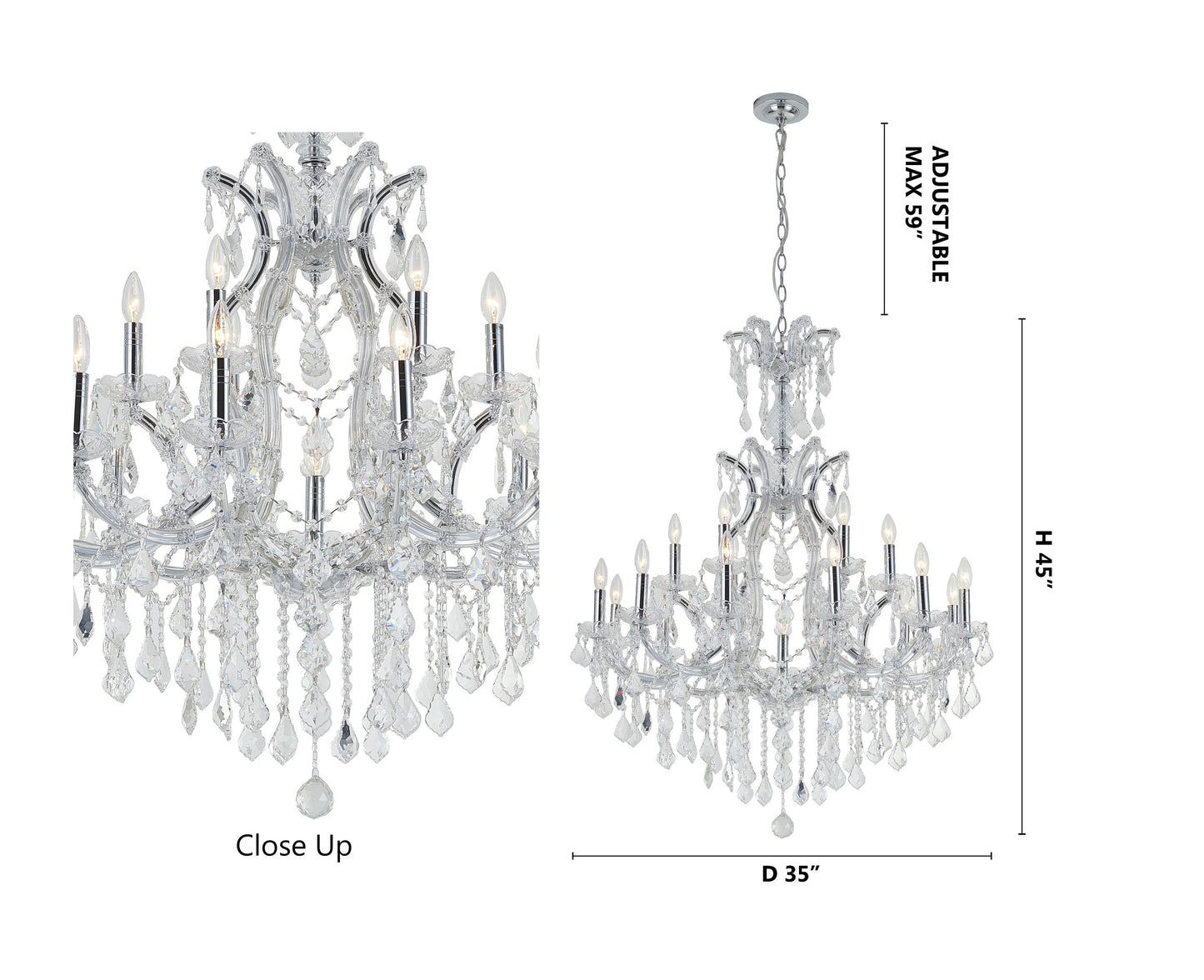 19-Light Chrome Crystal ChandelierBy Design Living