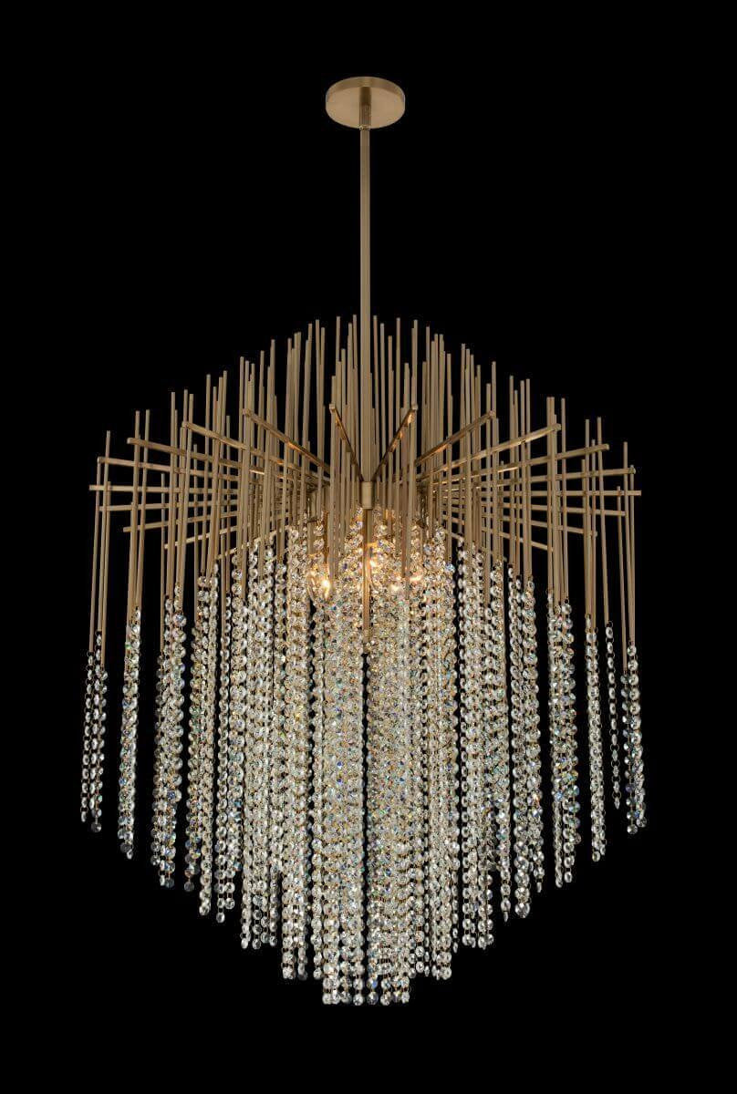 Allegri Estrella 8 Light 32" Pendant, Brushed Champagne GoldBy Allegri Crystal by Kalco Lighting