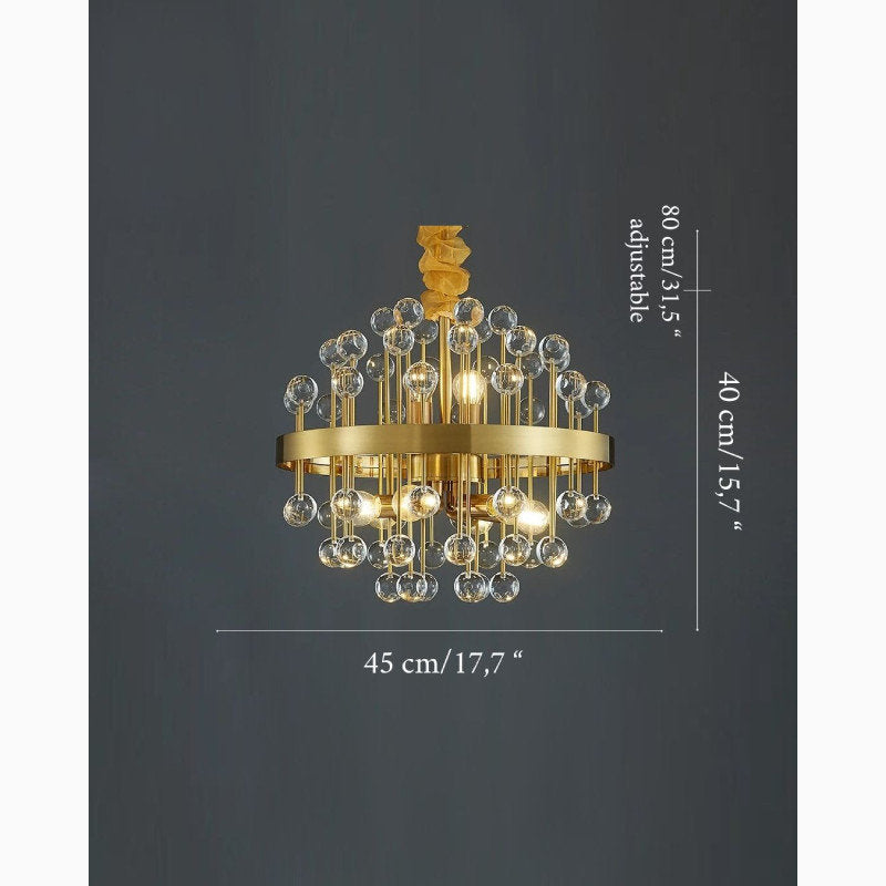 Colorful Modern Living Room Chandelier, Round Crystal, 31.5''By Miron Demid LLC