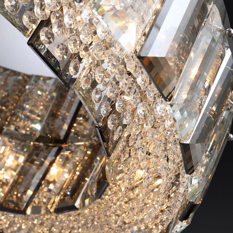 Loano | Modern Gorgeous Drum Ceiling Crystal Chandelier, 23.6"By Miron Demid LLC