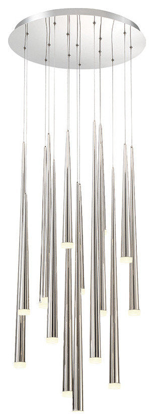 Cascade LED 15-Light Etched Glass Round Chandelier 3500K, Polished NickelBy Modern Forms