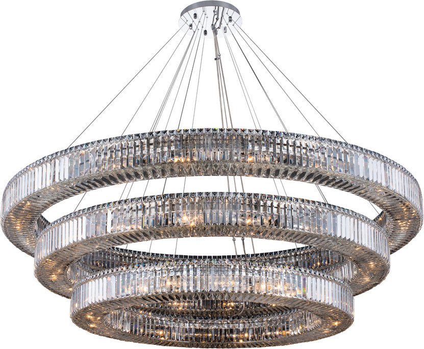 Rondelle 3 Tier Pendant, Chrome, 48By KALCO LIGHTING