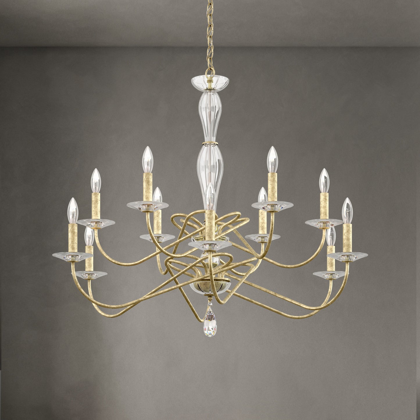 Schonbek Vx1012N-44H 12 Light Crystal Chandelier, Heirloom SilverBy Schonbek