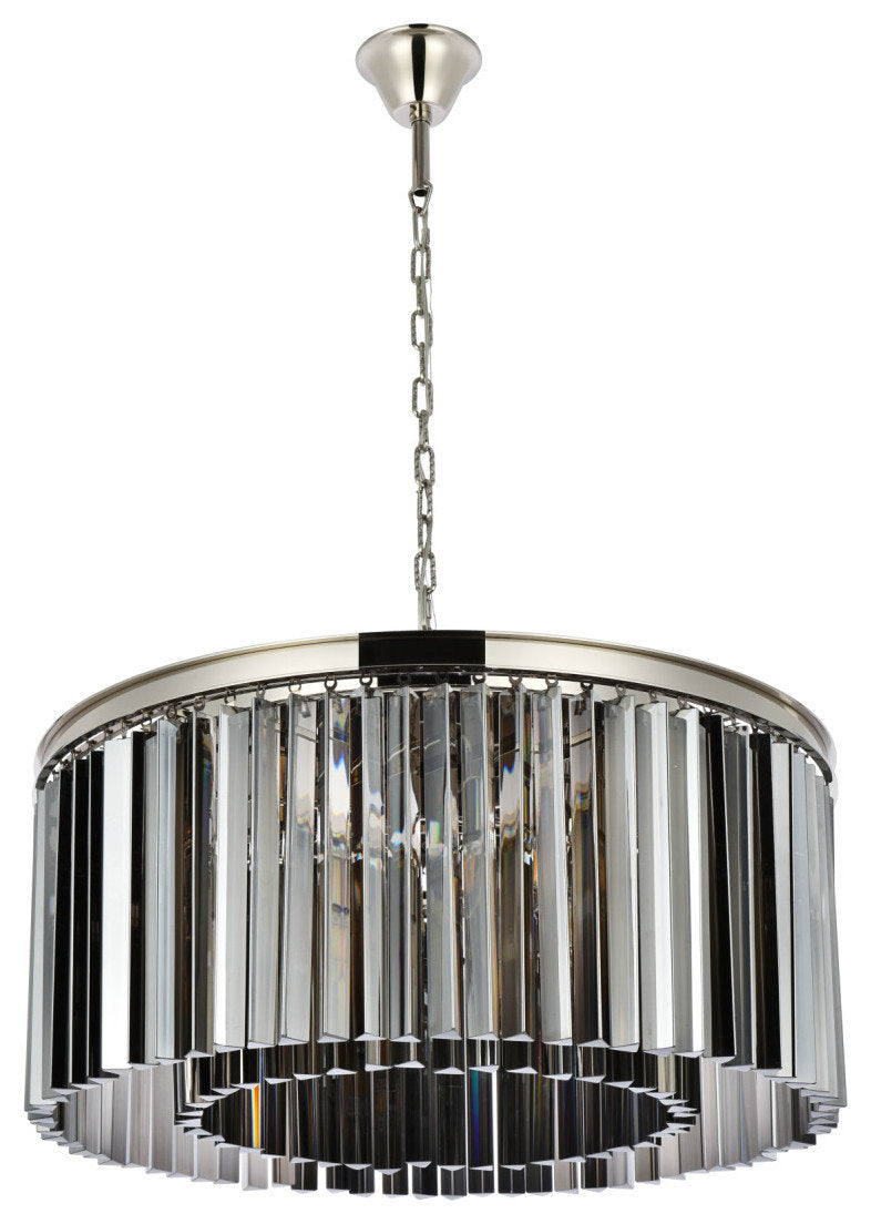 Elegant Lighting 1208D31-SS/RC Sydney 8 Light 32"W Crystal Drum - Matte BlackBy Elegant Furniture & Lighting