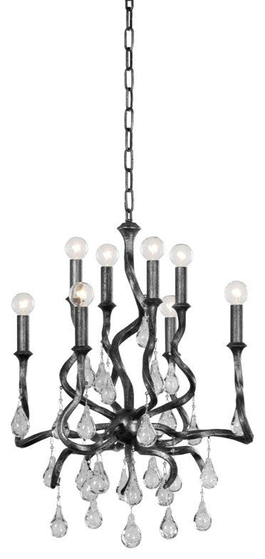 Aveline Eight Light Chandelier, Black Silver LeafBy Corbett Lighting