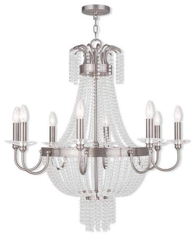 Chandelier With Clear Crystals, Brushed NickelBy Livex Lighting Inc.