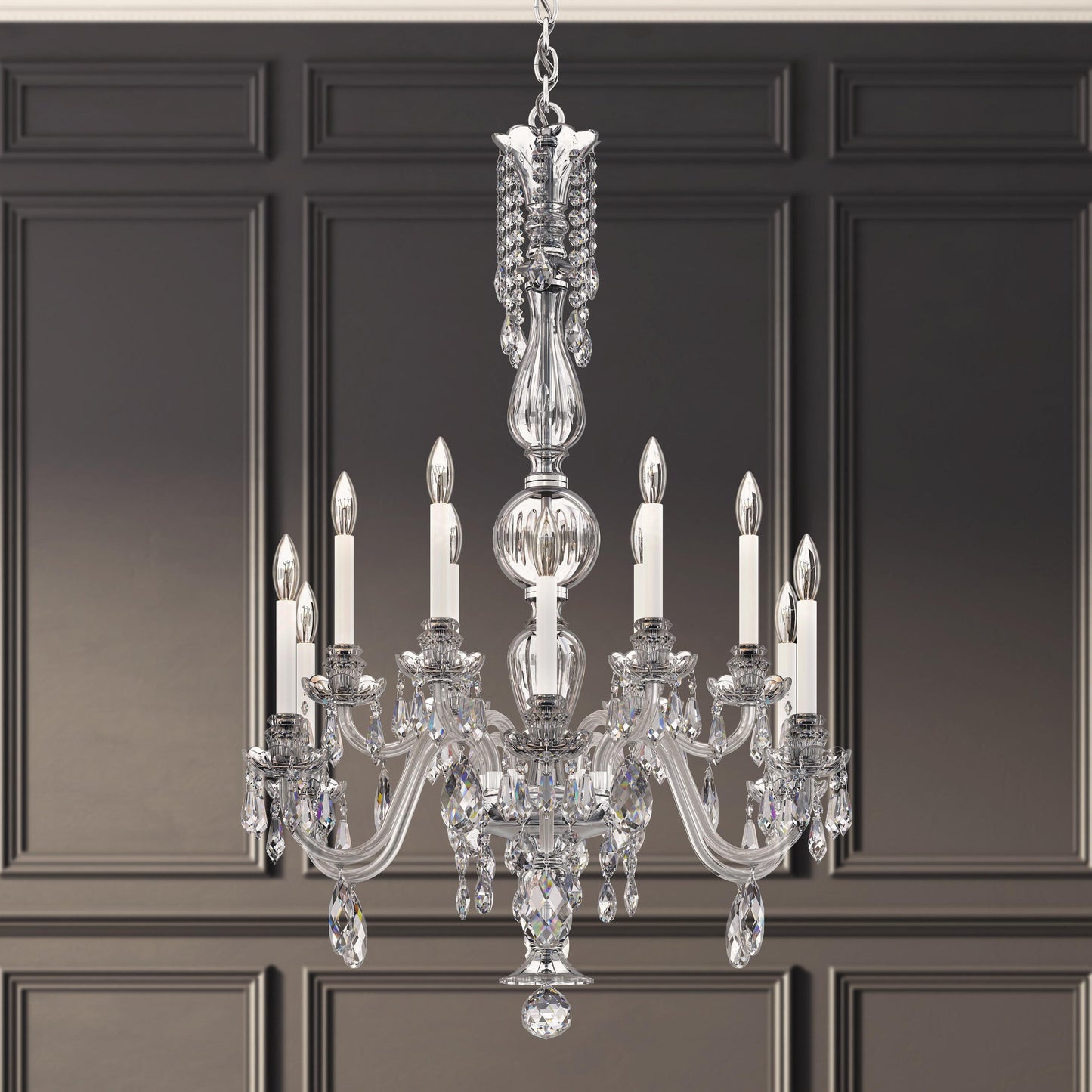 Schonbek Ha5808N-40H 12 Light Crystal Chandelier, SilverBy Schonbek
