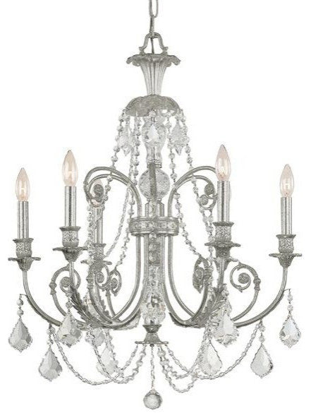Regis 6 Light Clear Swarovski Spectra Crystal Silver ChandelierBy Crystorama Lighting