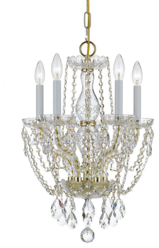 Traditional 5 Light Swarovski Strass Crystal Polished Brass Mini ChandelierBy Crystorama Lighting