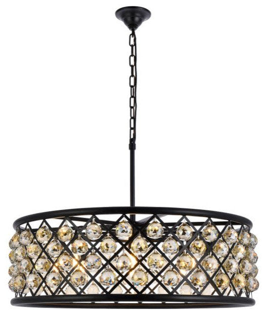 Elegant Lighting 1214D32-GT/RC Madison 8 Light 32"W Crystal Drum - PolishedBy Elegant Furniture & Lighting
