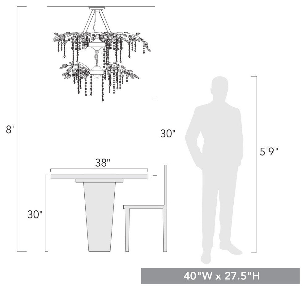 Autumn Twilight 18-Light, Two Tier Chandelier, Mystic Gold, Mystic GoldBy Golden Lighting