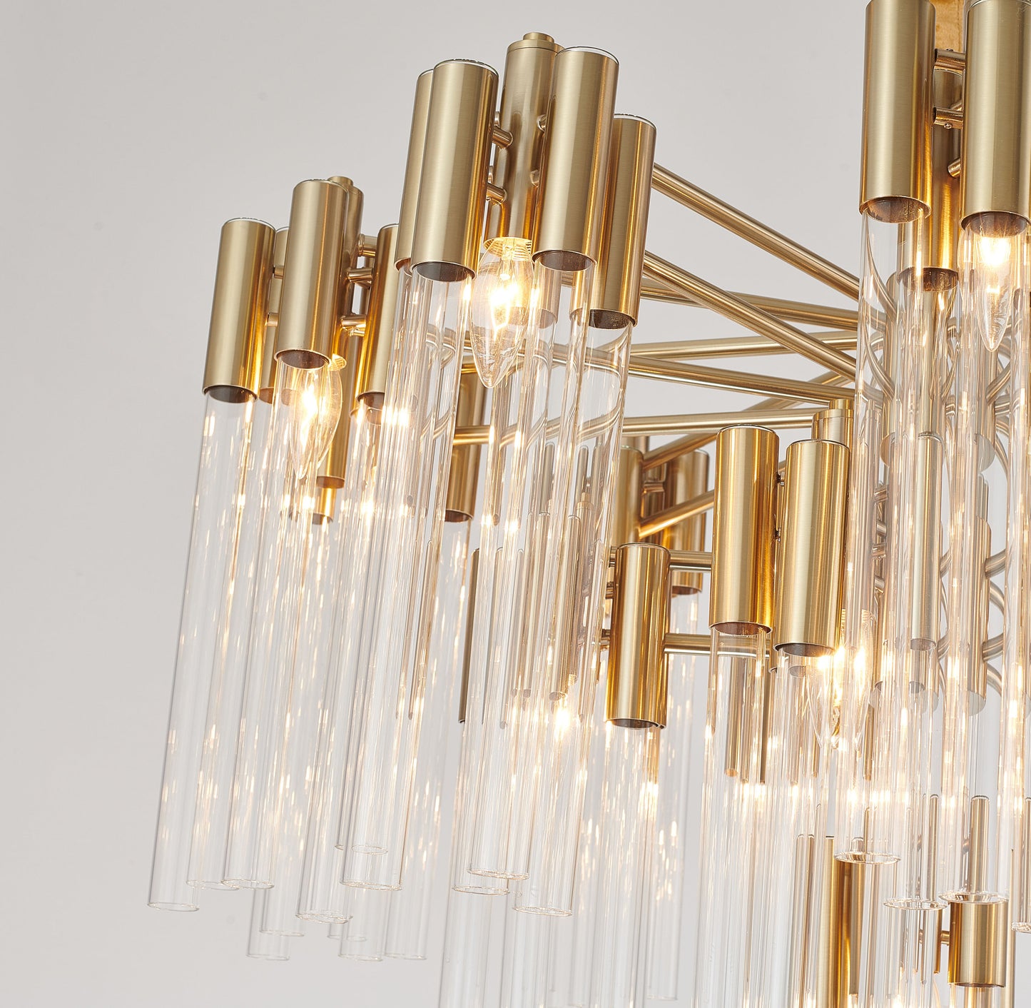 3-Tier Clear Glass Tube Rods Chandelier, GoldBy Design Living