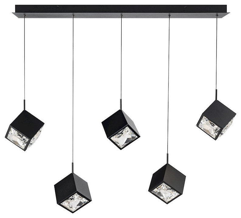 dweLED Ice Cube 5-Light Linear Multi LED Pendant 27-30-35-40K, BlackBy WAC Lighting