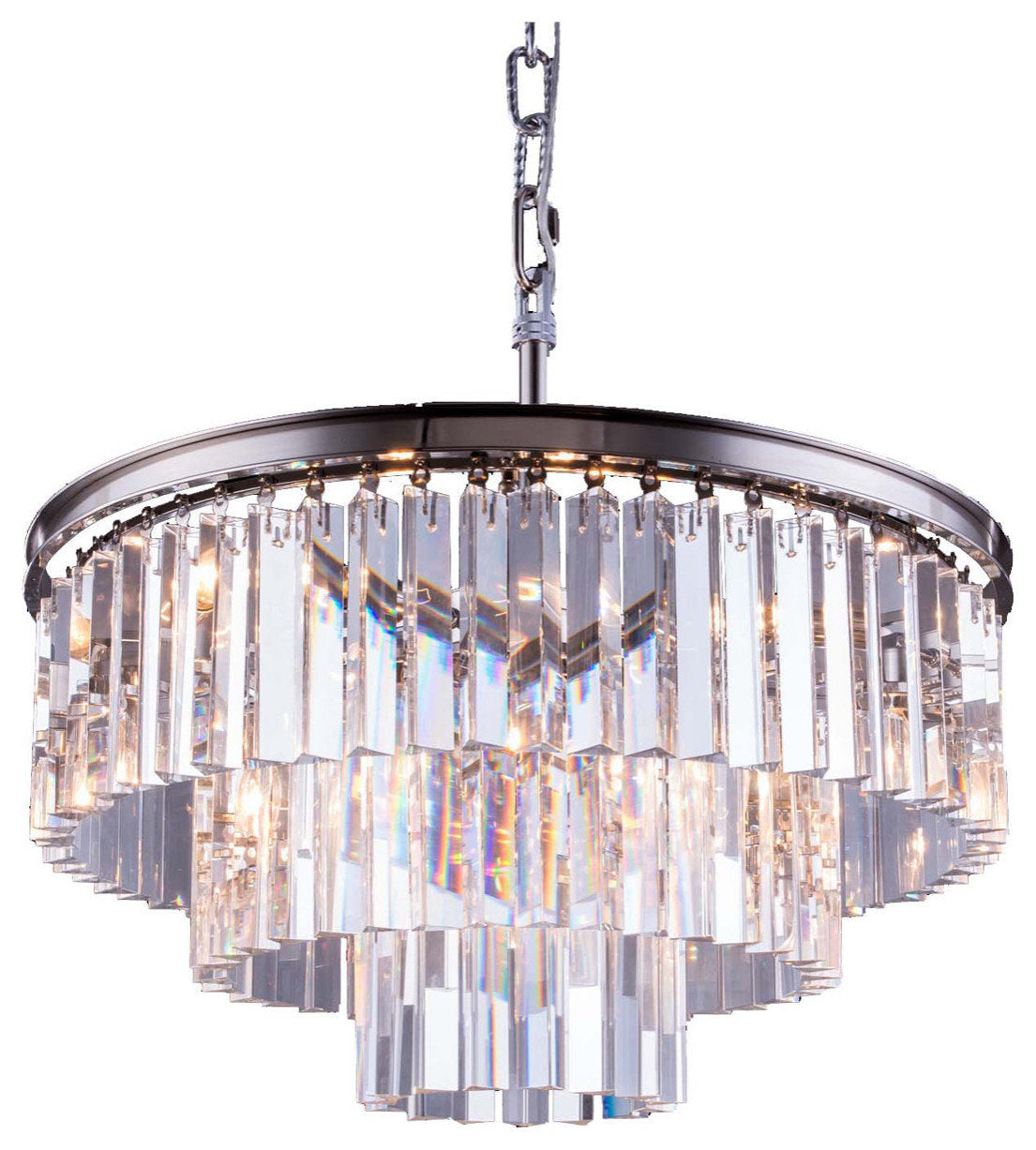 Sydney 9 Light Pendant, Polished Nickel, ClearBy Elegant Furniture & Lighting