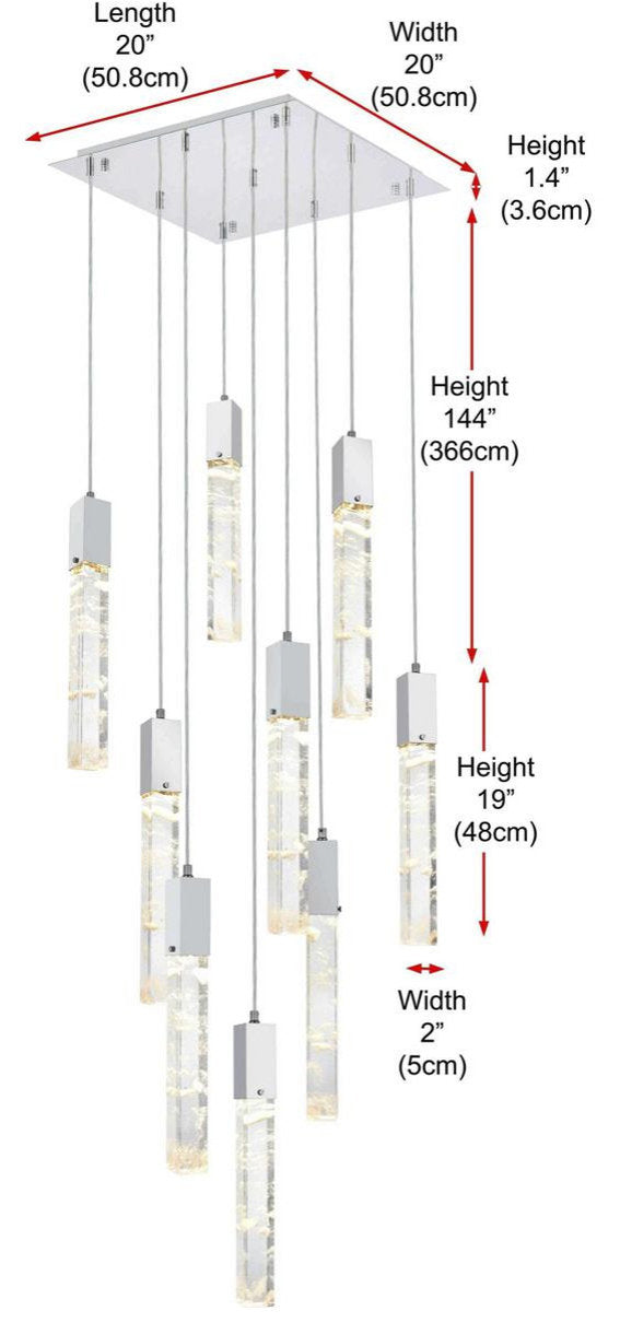 Aurora 9 Light Pendant, ChromeBy Elegant Furniture & Lighting