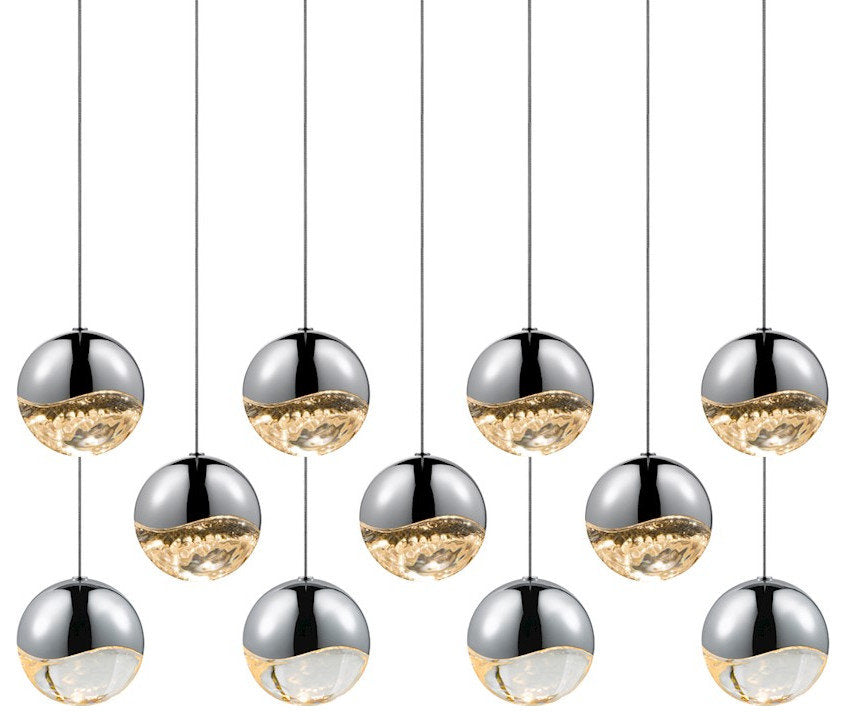 Sonneman Grapes 11 Light Rectangle Large LED Pendant, ChromeBy SONNEMAN - A Way of Light