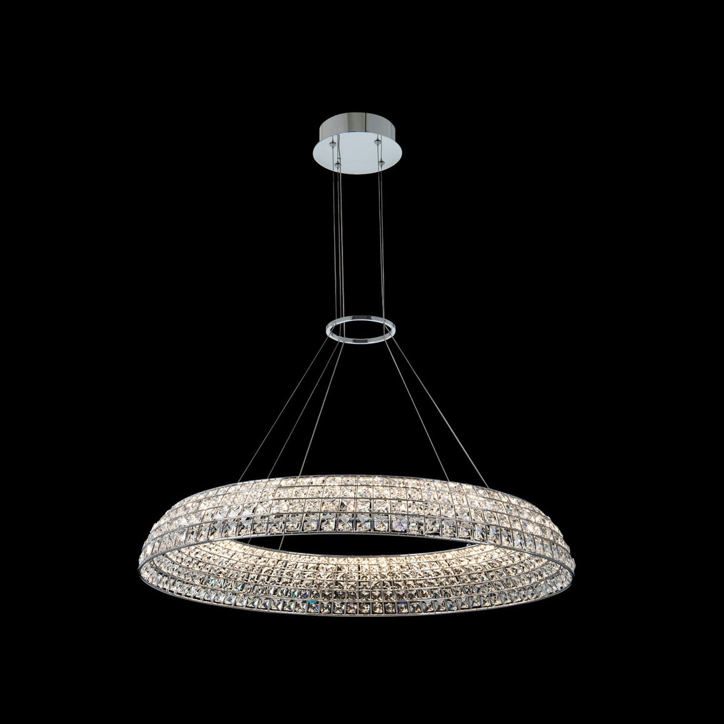 1 Light Contemporary Large Pendant by Allegri, Chrome, 5"By Allegri Crystal by Kalco Lighting