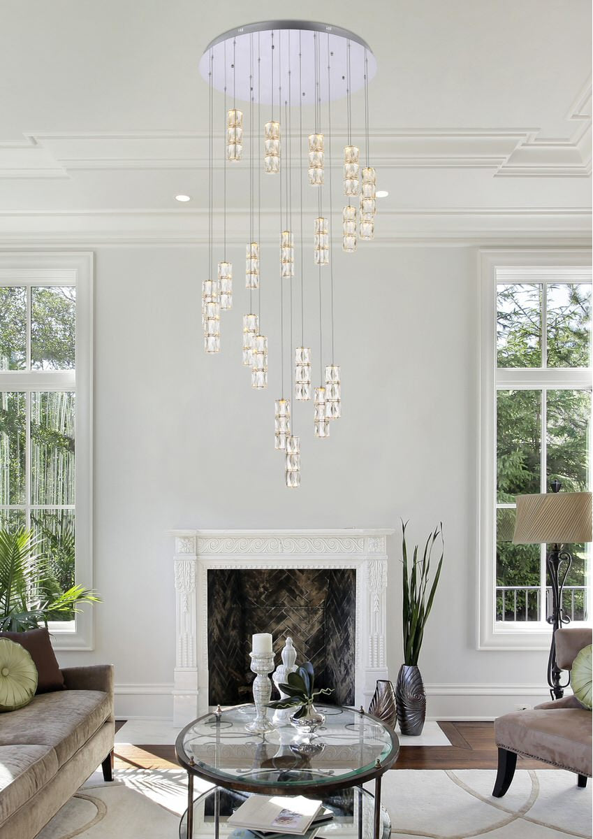 Elegant Lighting Polaris 38" Led Chandelier in ChromeBy Elegant Furniture & Lighting