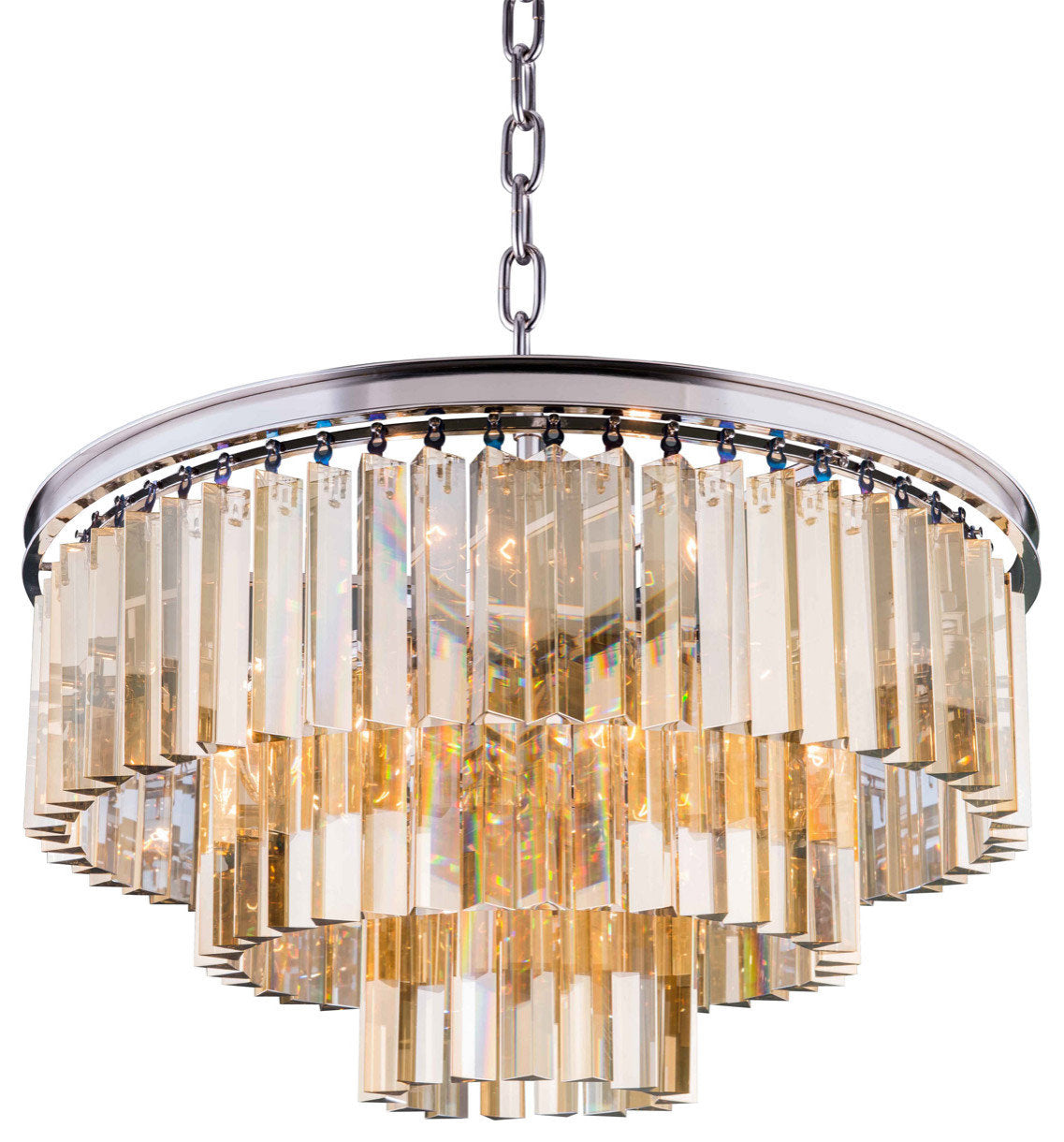 Sydney 9 Light Pendant, Polished Nickel, Golden TeakBy Elegant Furniture & Lighting