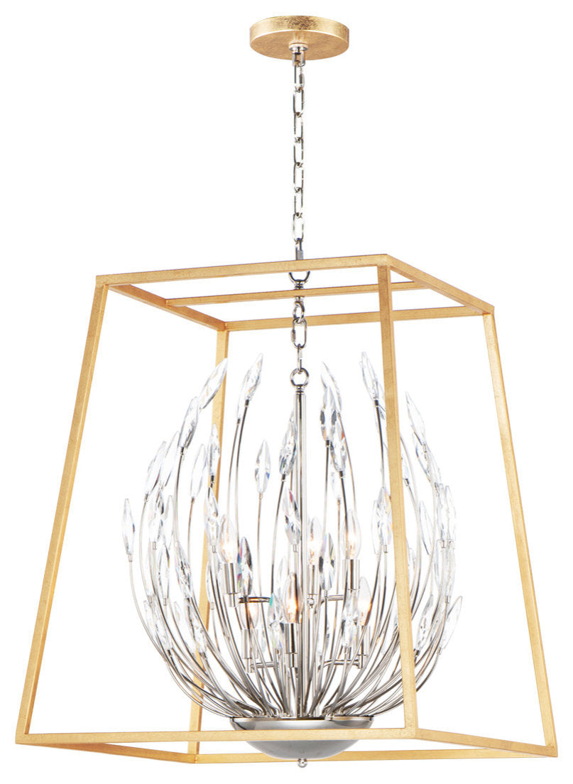 Bouquet 6-Light Pendant in Polished Nickel / Gold LeafBy Maxim Lighting International