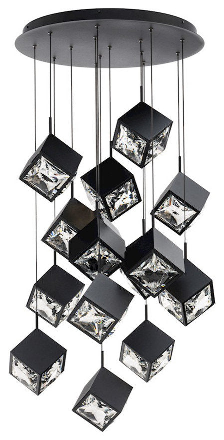 dweLED Ice Cube 15-Light Round Multi LED Pendant 27-30-35-40K, BlackBy WAC Lighting
