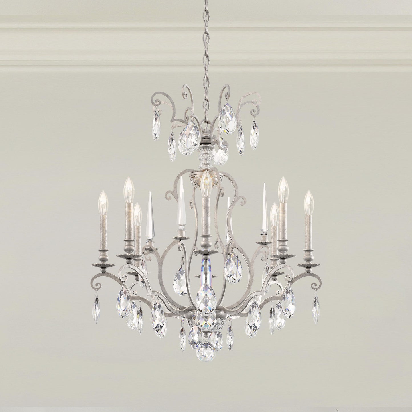 Schonbek Rn3871N-48H 8 Light Crystal Chandelier, Antique SilverBy Schonbek