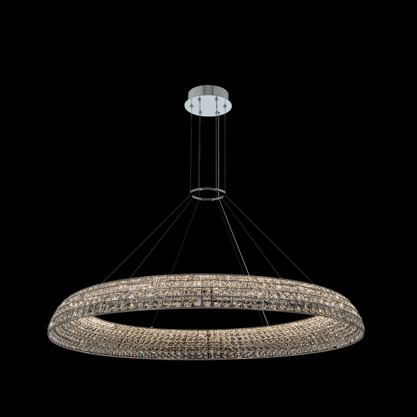 1 Light Contemporary Large Pendant by Allegri, Chrome, 5"By Allegri Crystal by Kalco Lighting