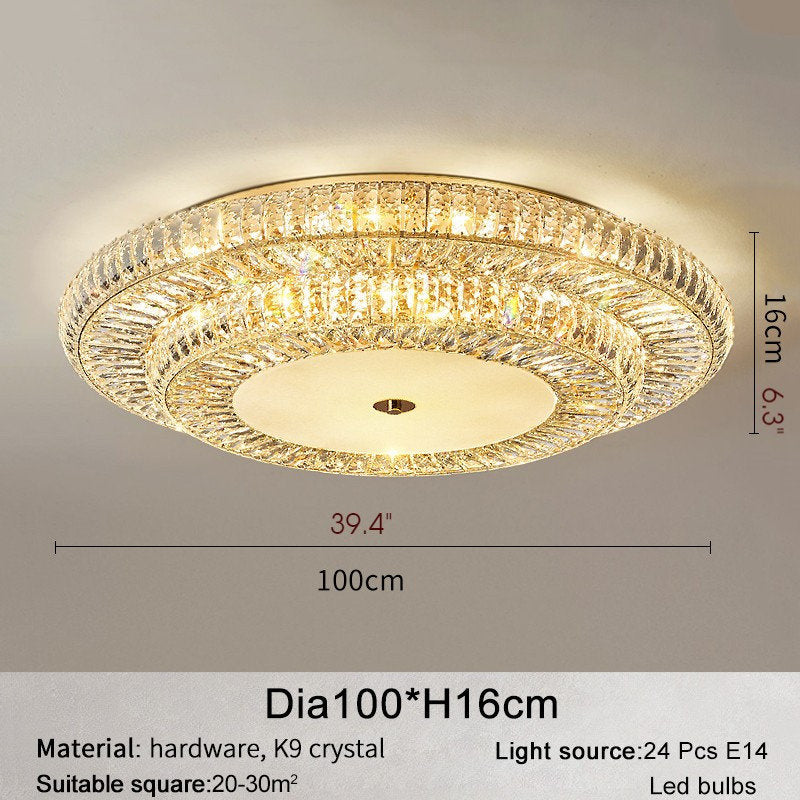 Acqui Terme | Modern Round LED Crystal Ceiling Chandelier, Dia39.4xh6.3", Warm Light, Non-DimmableBy Miron Demid LLC