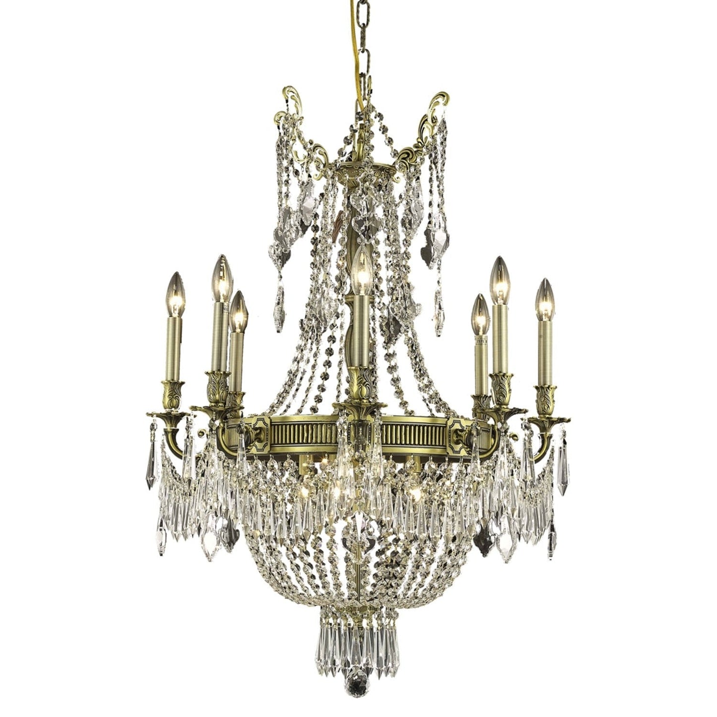 Esperanza Antique Bronze Twelve-Light 26-Inch Chandelier with Royal Cut Clear Crystal